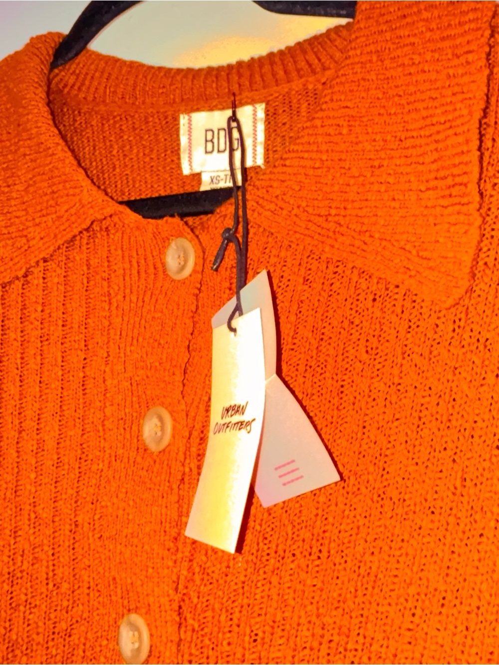 BDG Cropped Ribbed Button-Up Cardigan - Rust - Picture 4 of 8